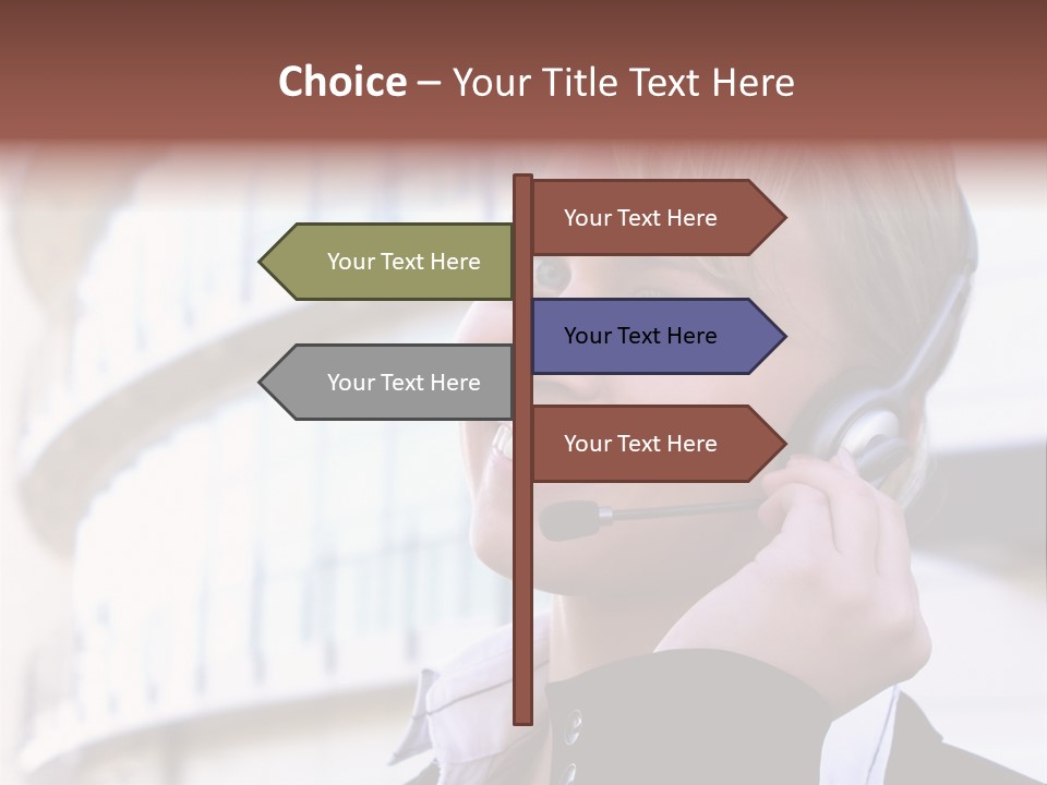 Headset Smiling Receptionist PowerPoint Template