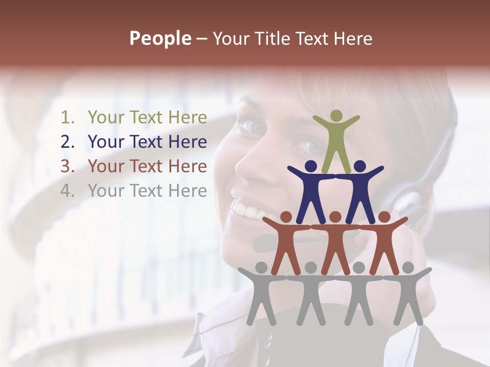 Headset Smiling Receptionist PowerPoint Template