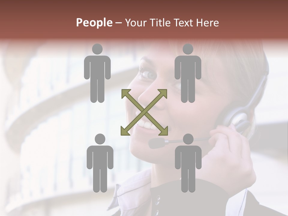 Headset Smiling Receptionist PowerPoint Template