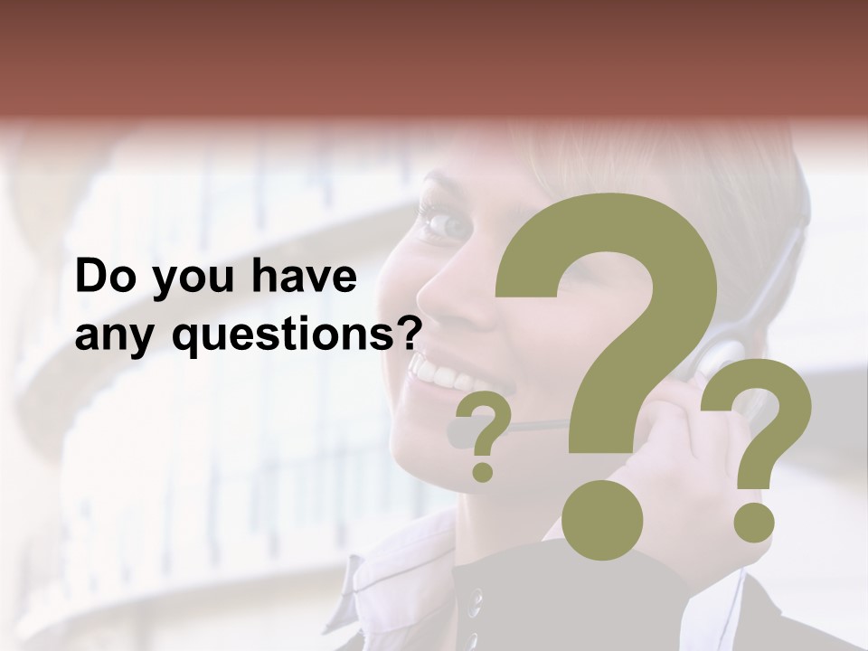 Headset Smiling Receptionist PowerPoint Template