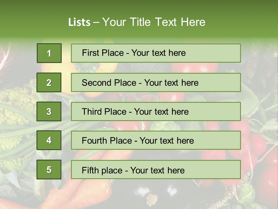 Spinach Radish Cuisine PowerPoint Template