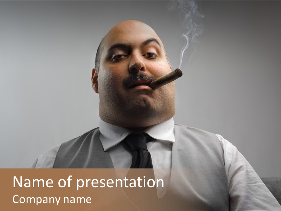 Caucasian Mustache Chief PowerPoint Template