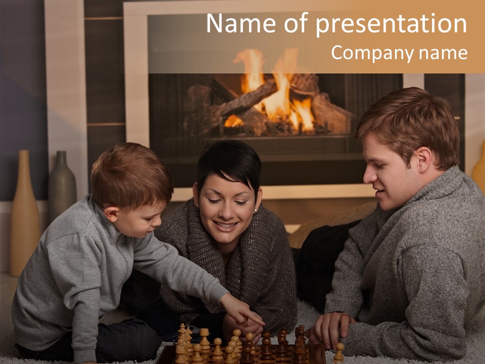 Cosy Fireplace Husband PowerPoint Template