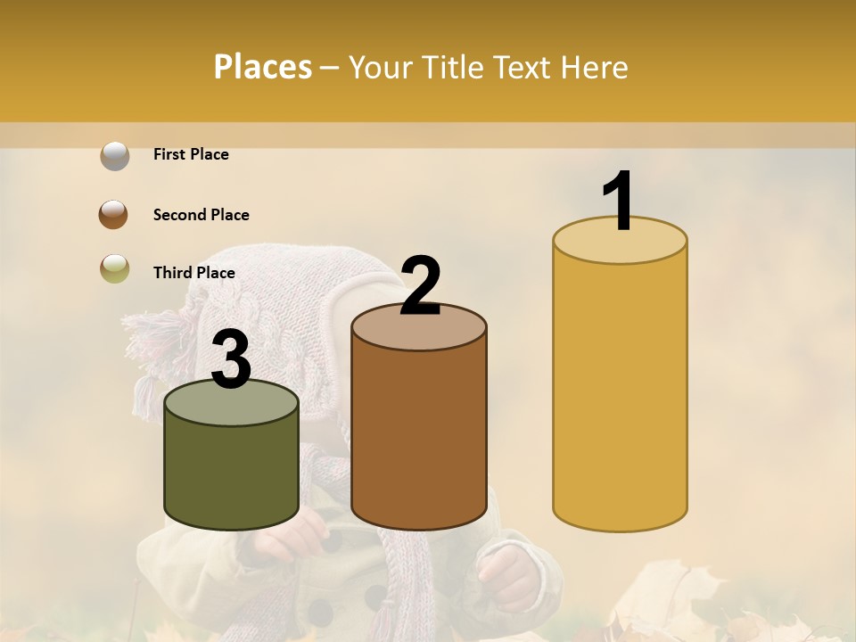 Autumn Color Cute Baby Yellow Leaf PowerPoint Template