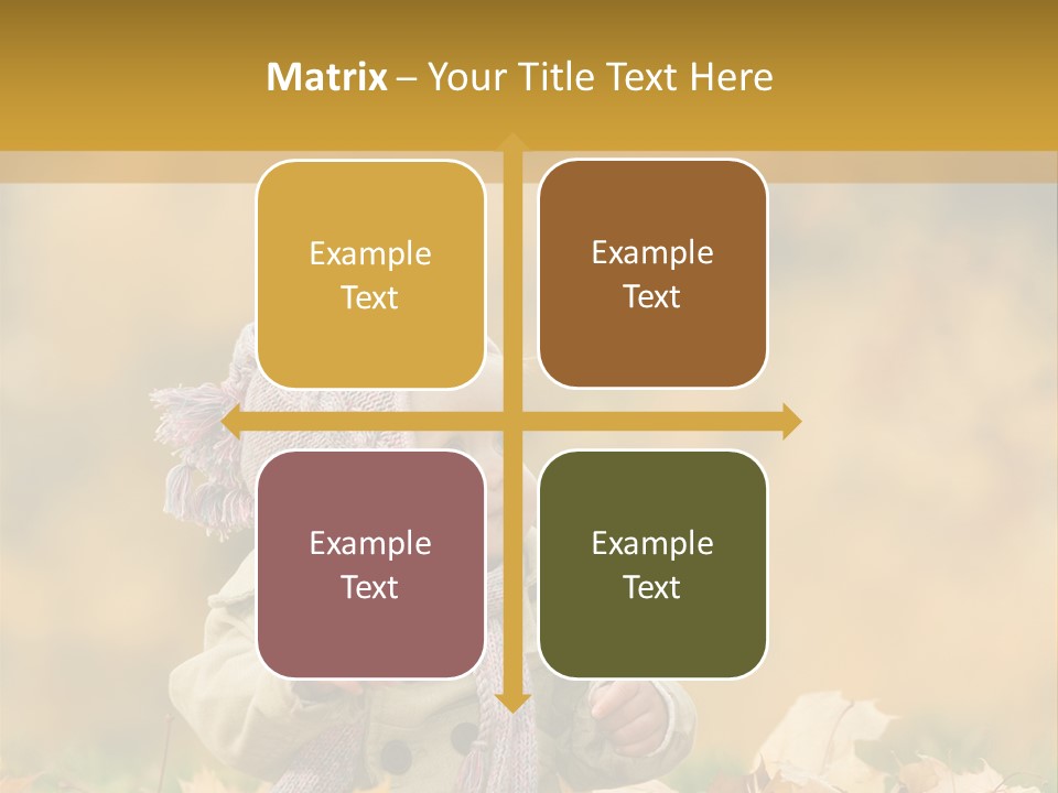 Autumn Color Cute Baby Yellow Leaf PowerPoint Template