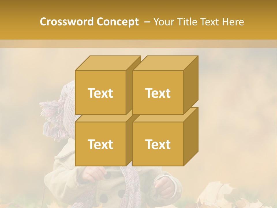 Autumn Color Cute Baby Yellow Leaf PowerPoint Template