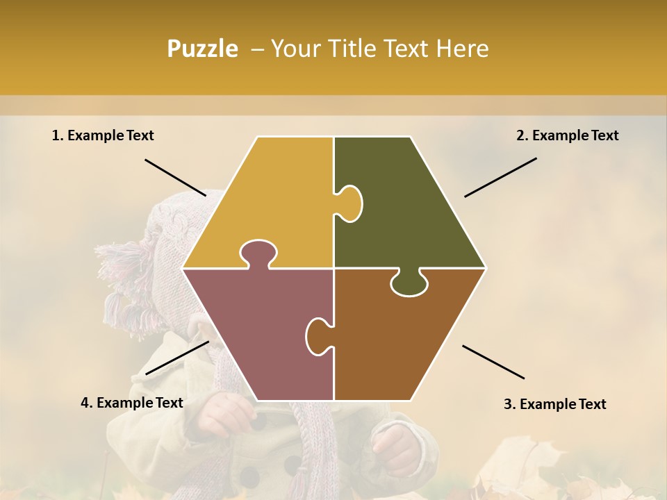 Autumn Color Cute Baby Yellow Leaf PowerPoint Template