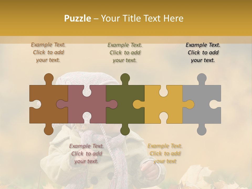 Autumn Color Cute Baby Yellow Leaf PowerPoint Template