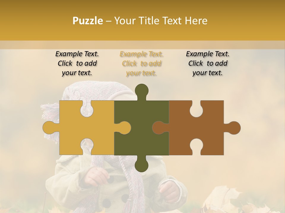 Autumn Color Cute Baby Yellow Leaf PowerPoint Template