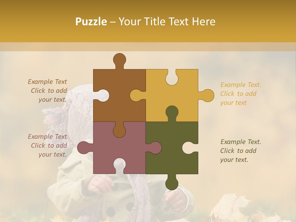 Autumn Color Cute Baby Yellow Leaf PowerPoint Template