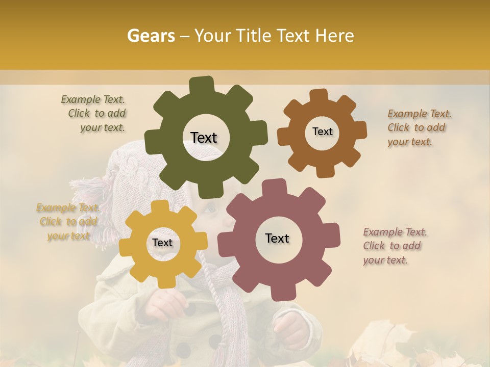 Autumn Color Cute Baby Yellow Leaf PowerPoint Template