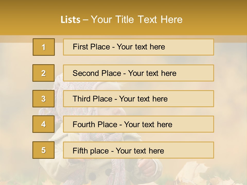 Autumn Color Cute Baby Yellow Leaf PowerPoint Template
