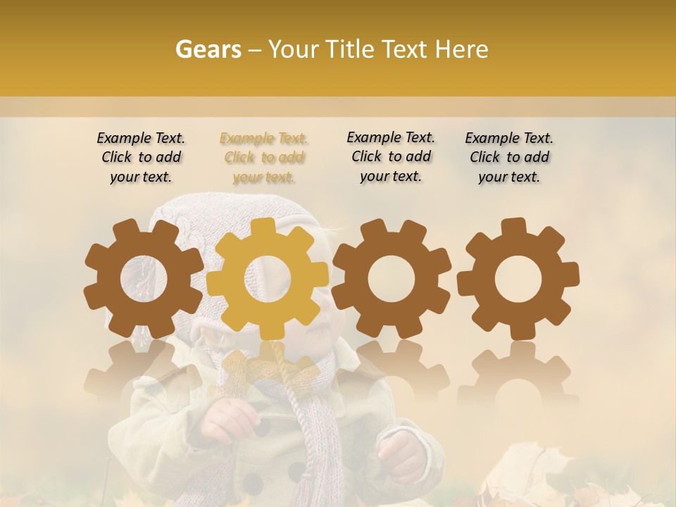 Autumn Color Cute Baby Yellow Leaf PowerPoint Template