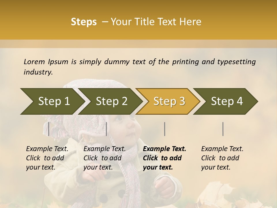 Autumn Color Cute Baby Yellow Leaf PowerPoint Template