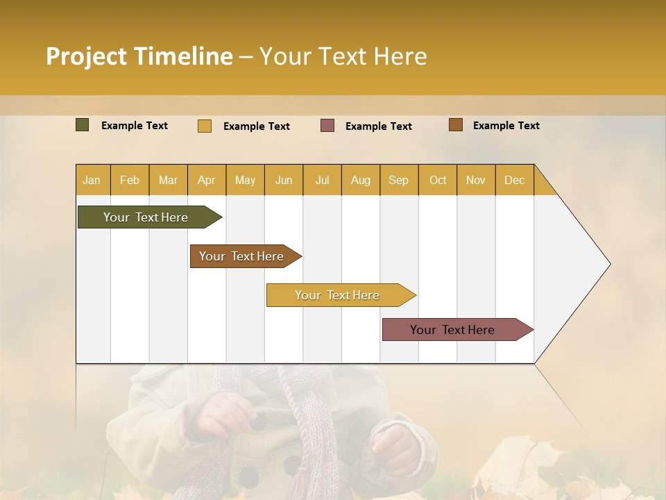 Autumn Color Cute Baby Yellow Leaf PowerPoint Template