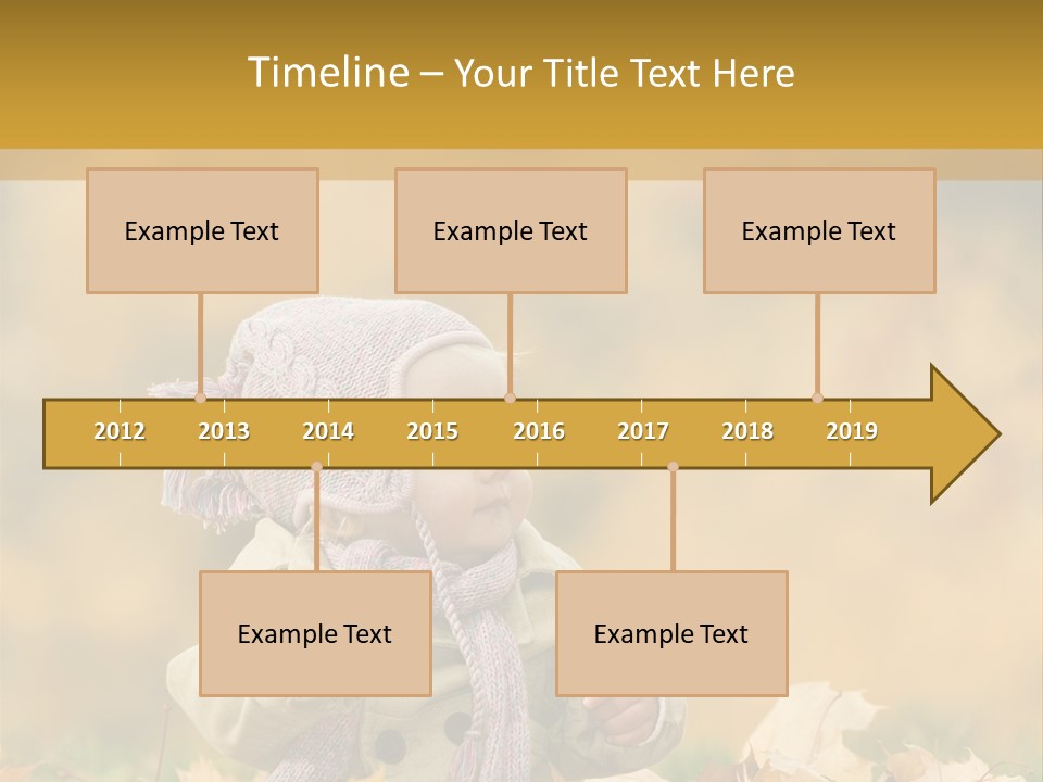 Autumn Color Cute Baby Yellow Leaf PowerPoint Template