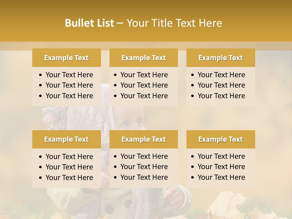 Autumn Color Cute Baby Yellow Leaf PowerPoint Template