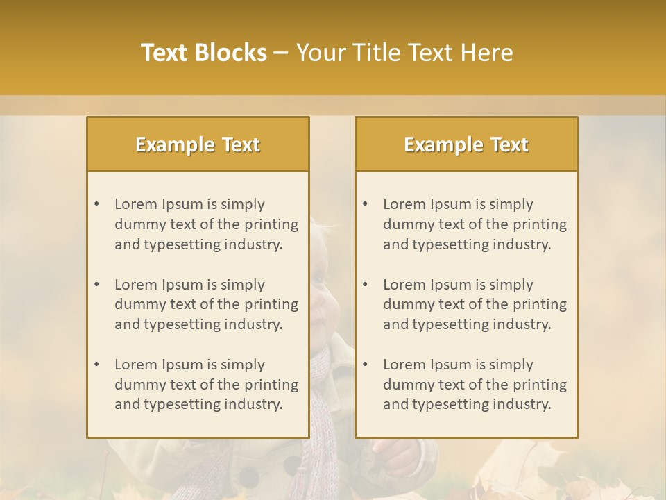 Autumn Color Cute Baby Yellow Leaf PowerPoint Template