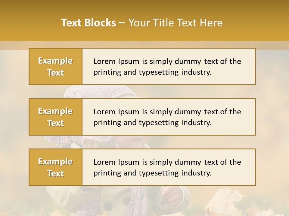 Autumn Color Cute Baby Yellow Leaf PowerPoint Template