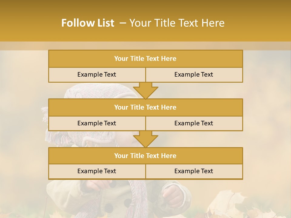 Autumn Color Cute Baby Yellow Leaf PowerPoint Template