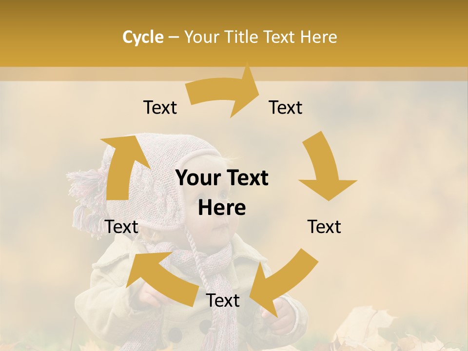 Autumn Color Cute Baby Yellow Leaf PowerPoint Template