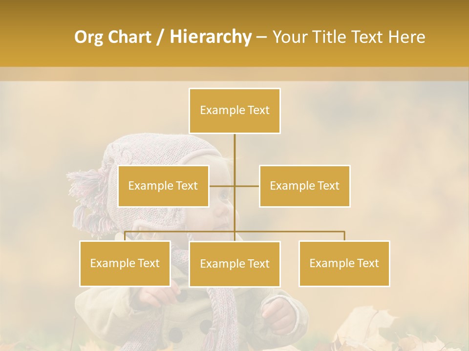 Autumn Color Cute Baby Yellow Leaf PowerPoint Template