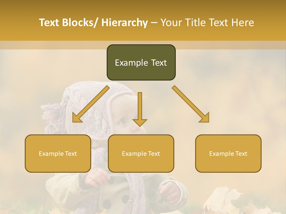 Autumn Color Cute Baby Yellow Leaf PowerPoint Template