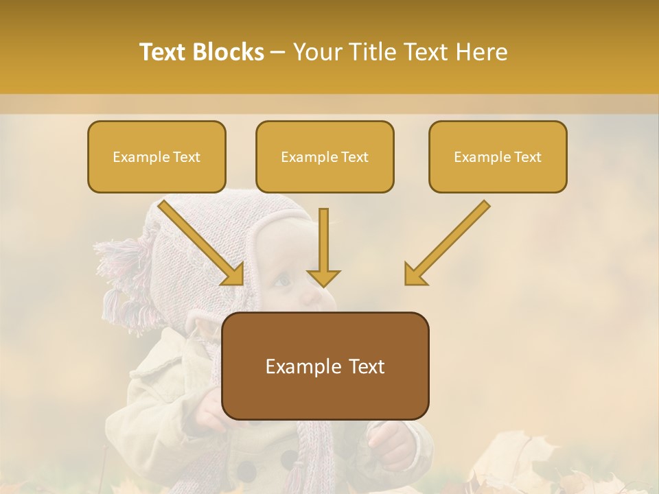 Autumn Color Cute Baby Yellow Leaf PowerPoint Template