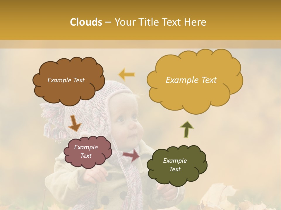 Autumn Color Cute Baby Yellow Leaf PowerPoint Template