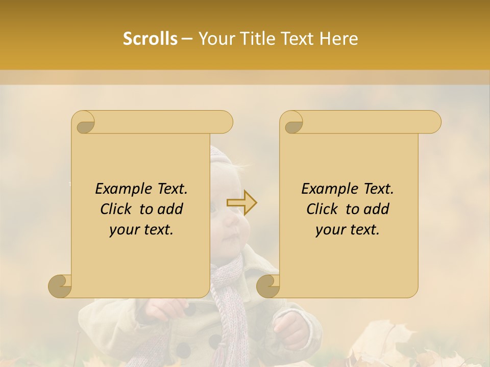 Autumn Color Cute Baby Yellow Leaf PowerPoint Template