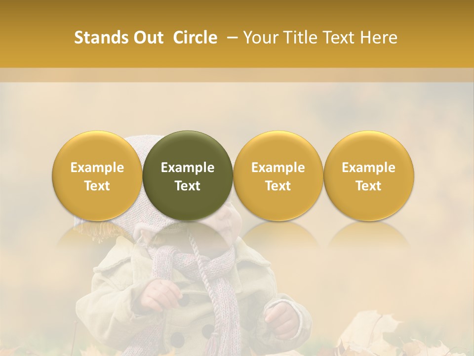 Autumn Color Cute Baby Yellow Leaf PowerPoint Template