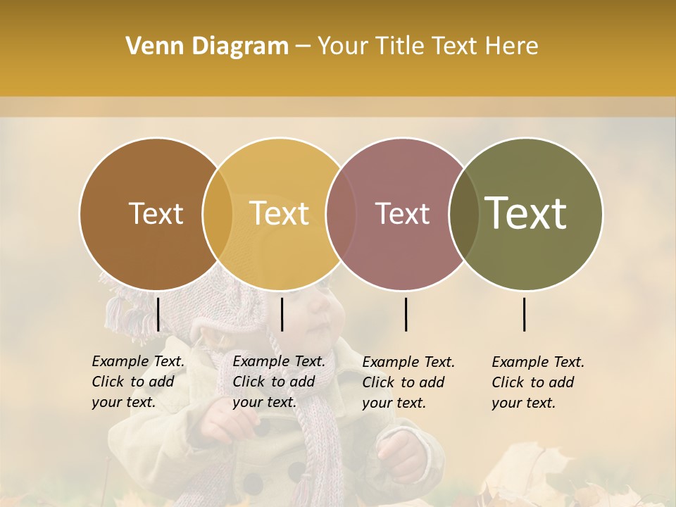 Autumn Color Cute Baby Yellow Leaf PowerPoint Template