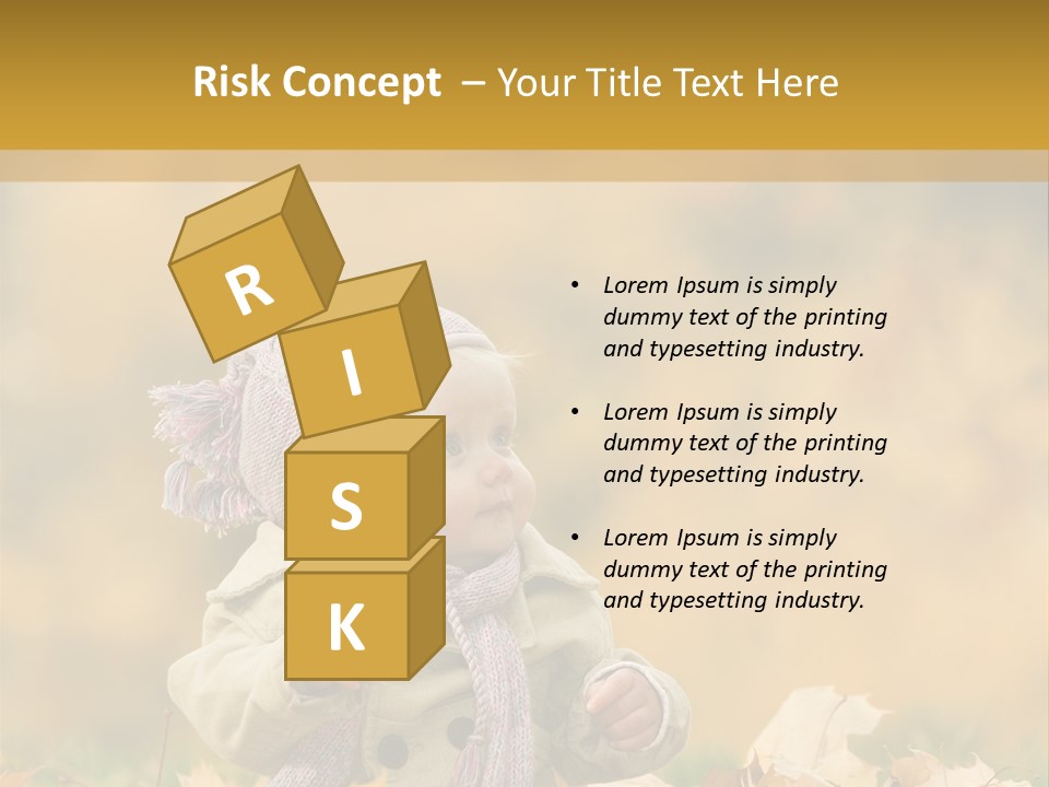 Autumn Color Cute Baby Yellow Leaf PowerPoint Template