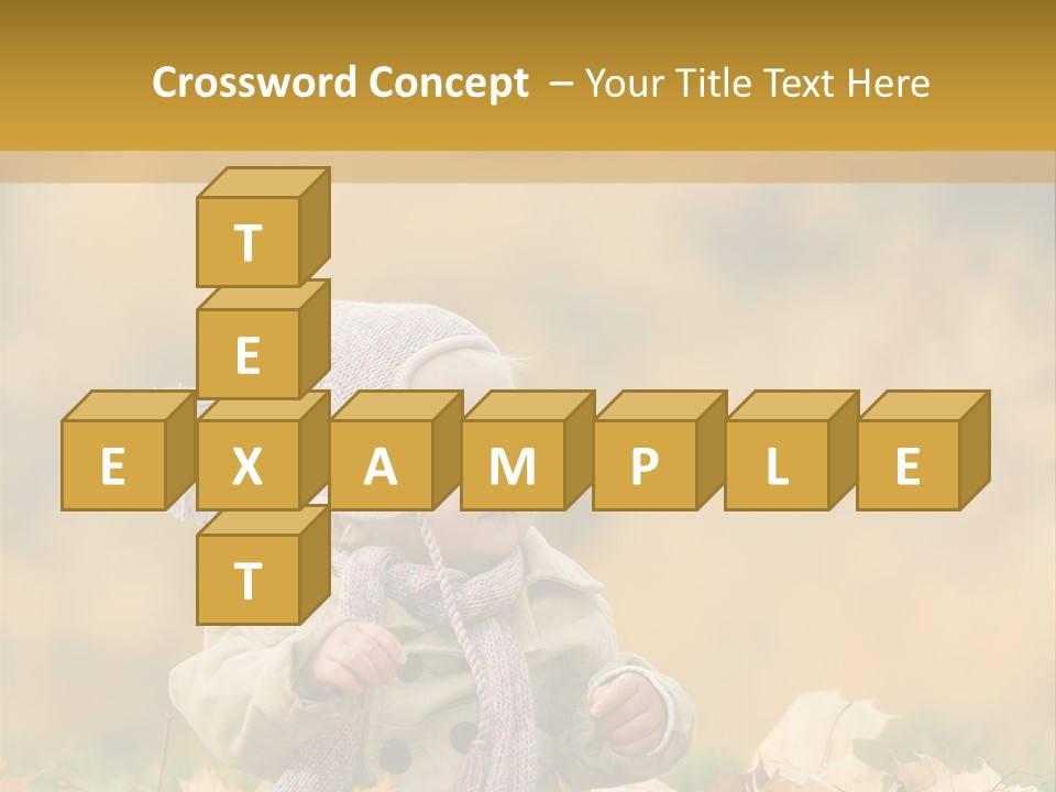 Autumn Color Cute Baby Yellow Leaf PowerPoint Template