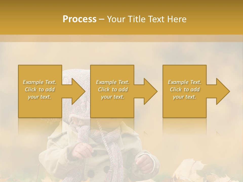 Autumn Color Cute Baby Yellow Leaf PowerPoint Template