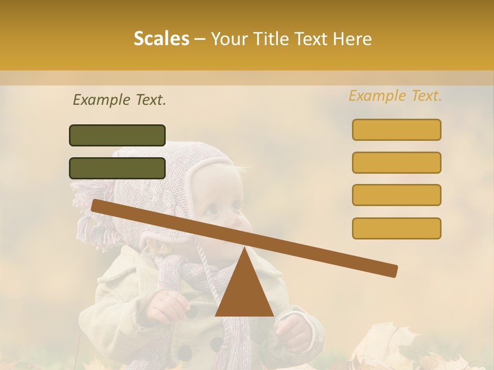 Autumn Color Cute Baby Yellow Leaf PowerPoint Template