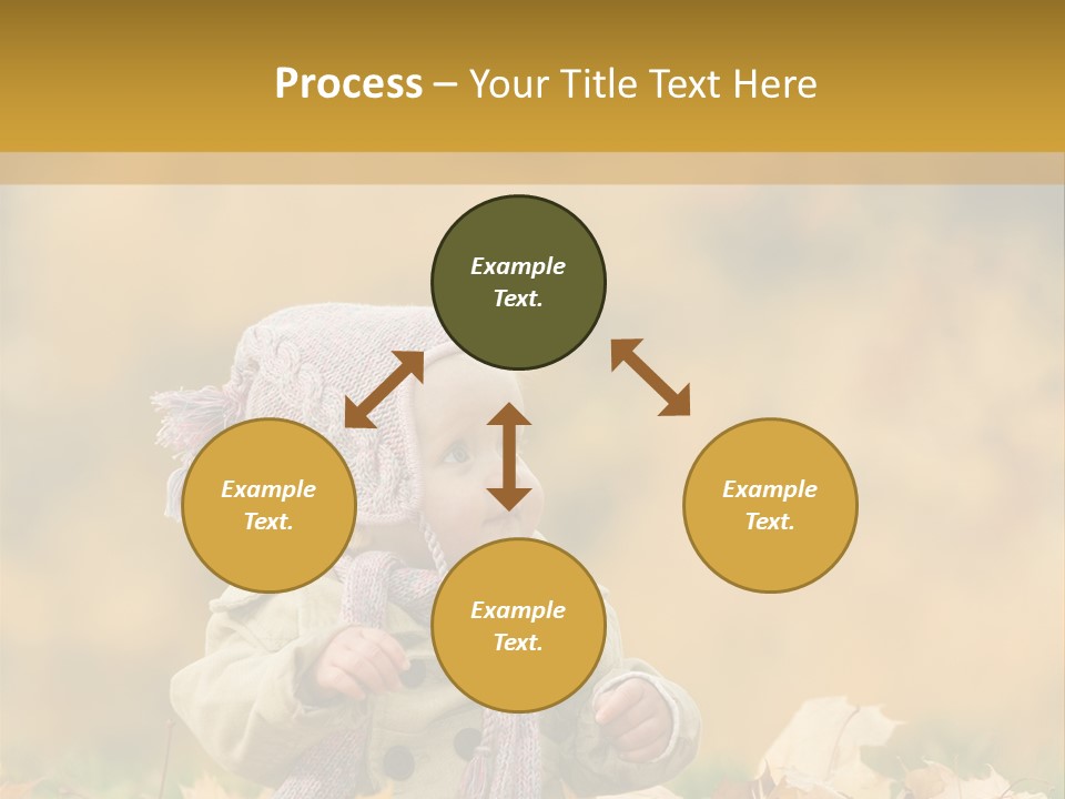 Autumn Color Cute Baby Yellow Leaf PowerPoint Template