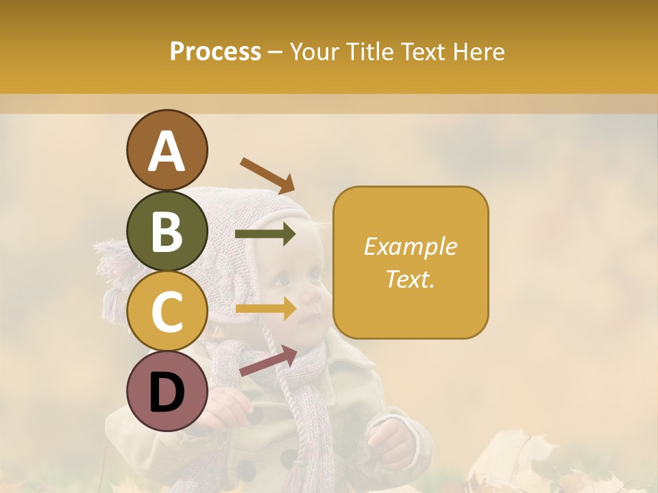 Autumn Color Cute Baby Yellow Leaf PowerPoint Template