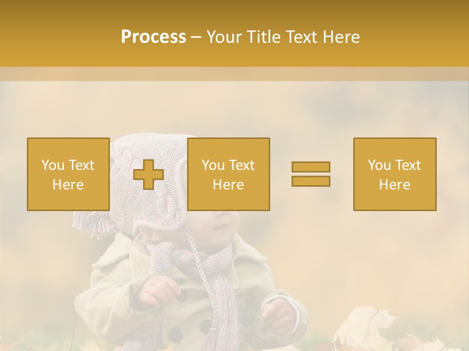 Autumn Color Cute Baby Yellow Leaf PowerPoint Template