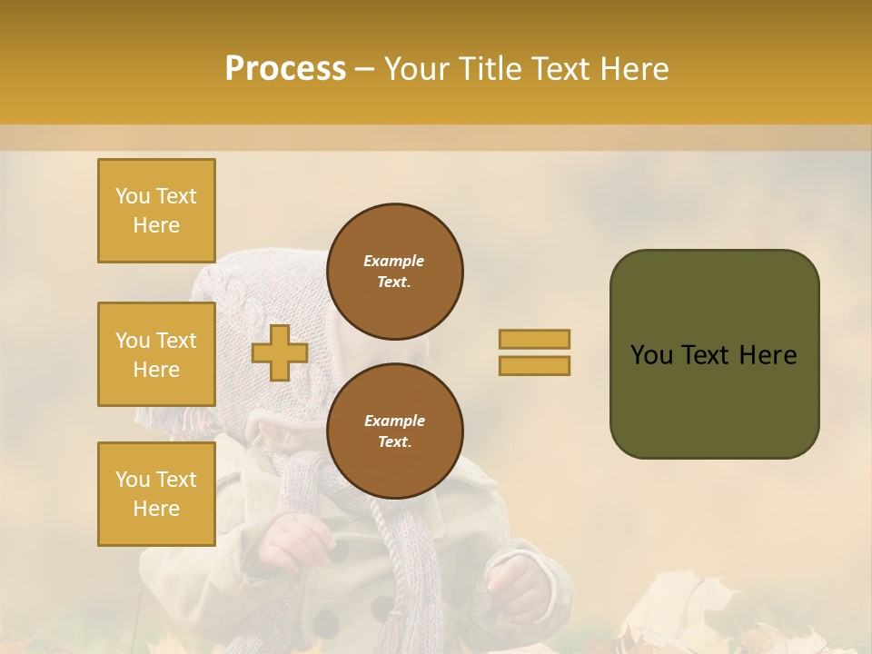 Autumn Color Cute Baby Yellow Leaf PowerPoint Template