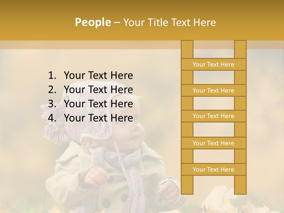 Autumn Color Cute Baby Yellow Leaf PowerPoint Template