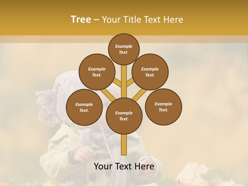 Autumn Color Cute Baby Yellow Leaf PowerPoint Template