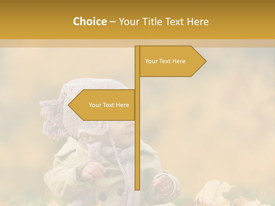 Autumn Color Cute Baby Yellow Leaf PowerPoint Template