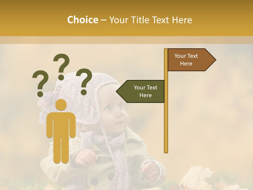 Autumn Color Cute Baby Yellow Leaf PowerPoint Template