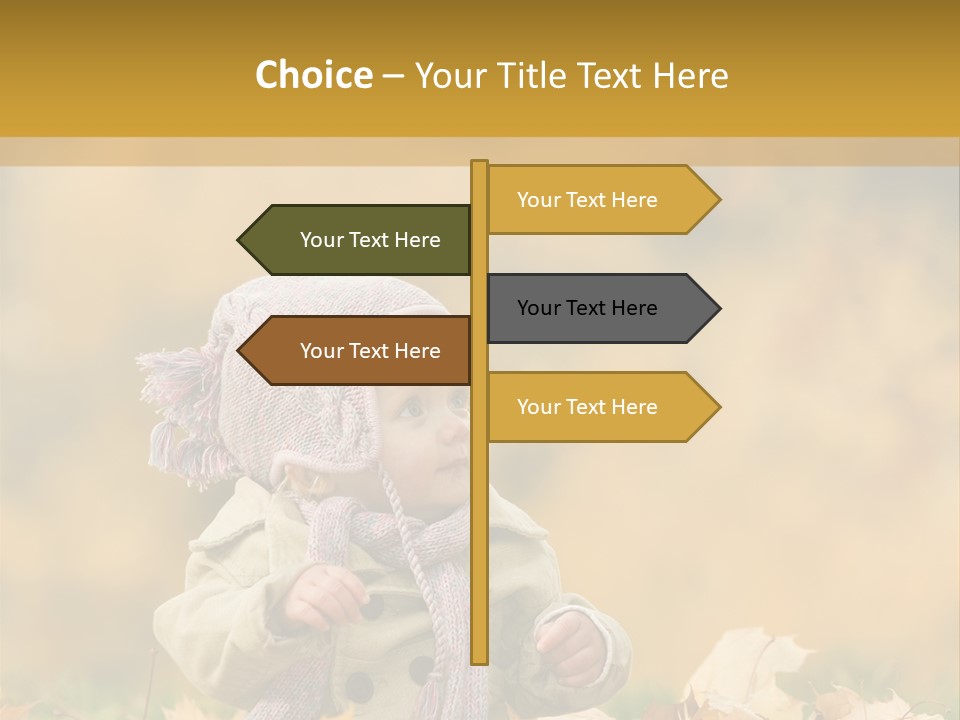 Autumn Color Cute Baby Yellow Leaf PowerPoint Template