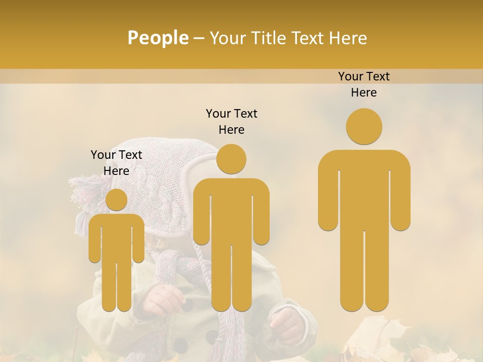 Autumn Color Cute Baby Yellow Leaf PowerPoint Template