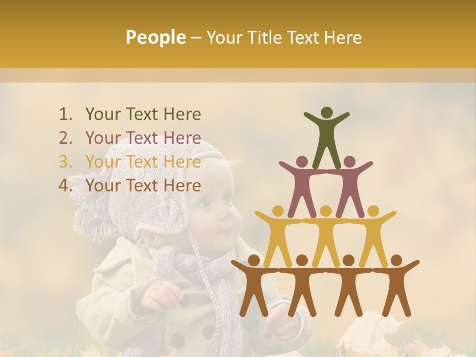 Autumn Color Cute Baby Yellow Leaf PowerPoint Template