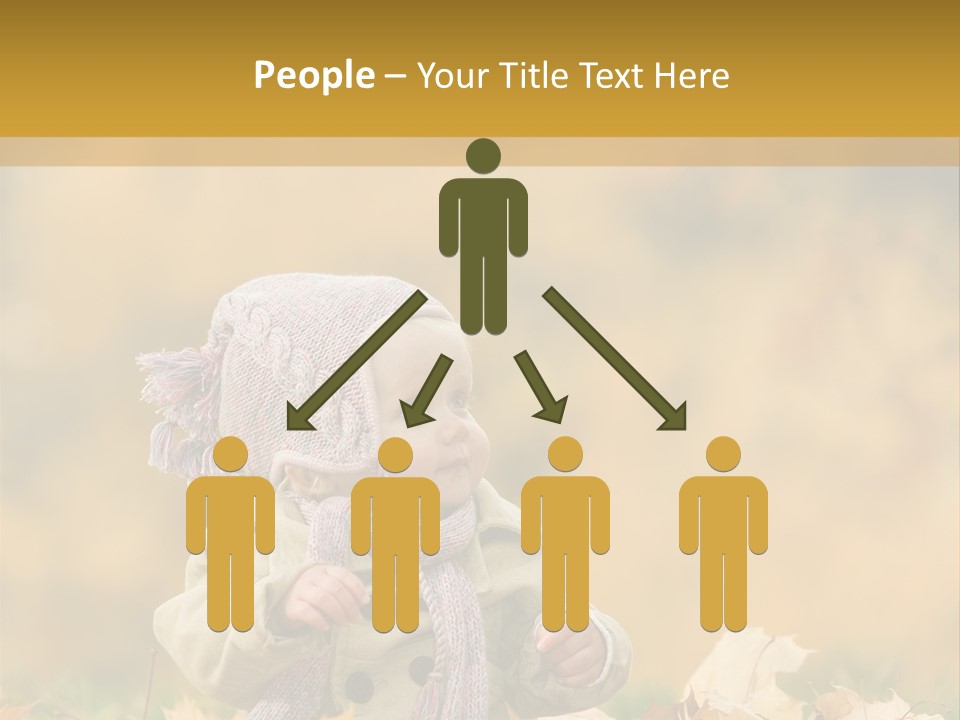 Autumn Color Cute Baby Yellow Leaf PowerPoint Template