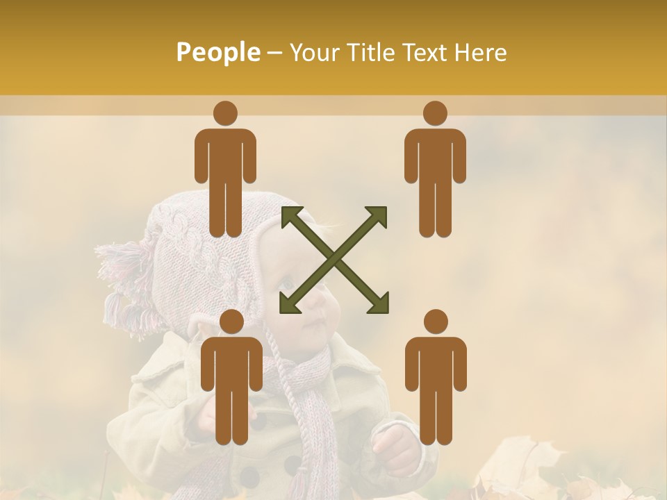 Autumn Color Cute Baby Yellow Leaf PowerPoint Template