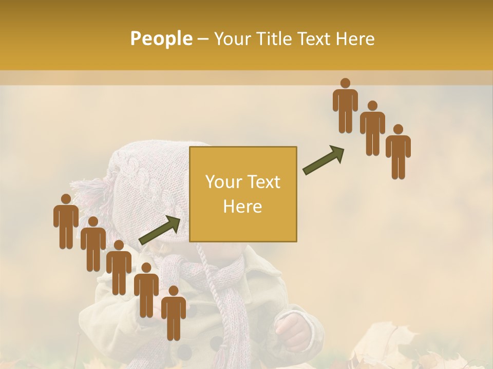 Autumn Color Cute Baby Yellow Leaf PowerPoint Template